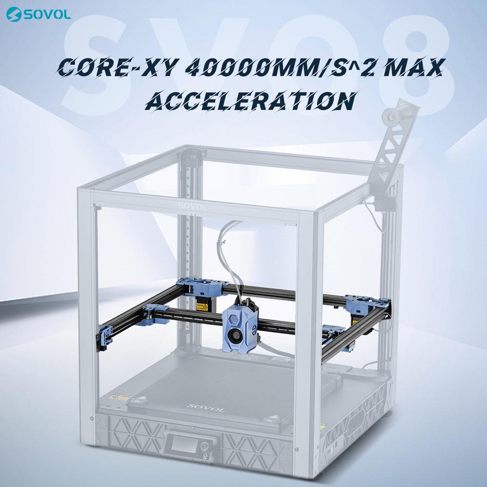 SVO8 3D printer featuring a Core XY setup that combines speed and precision